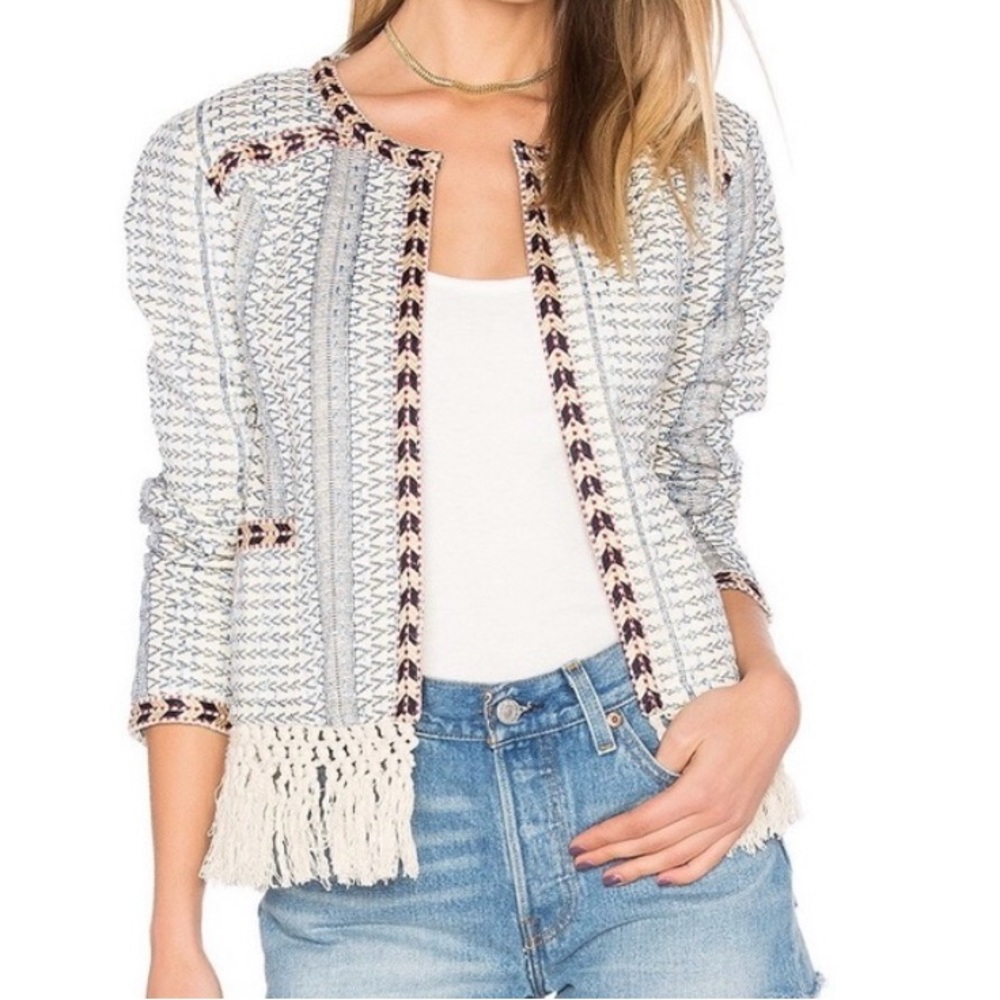 Tularosa Santa Fe Macrame Fringe-Trim Jacket